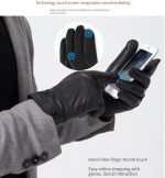 Tillonetiy Men's Winter Genuine Sheepskin Gloves, Touch Screen Warm Leather Gloves for Men, Cashmere Lined Outdoor Driving - Image 4